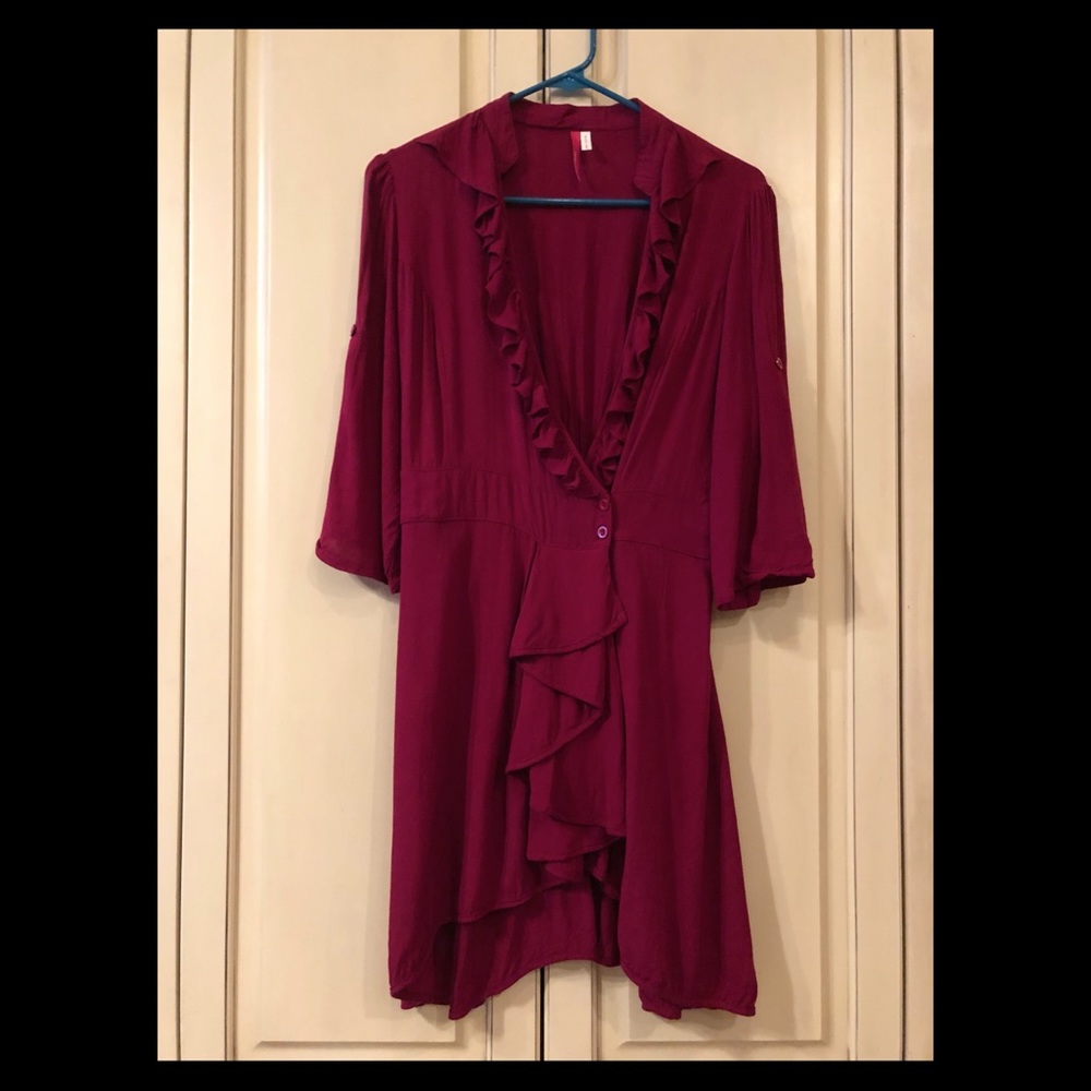 Picky Girl Burgundy Wrap Dress Size Large